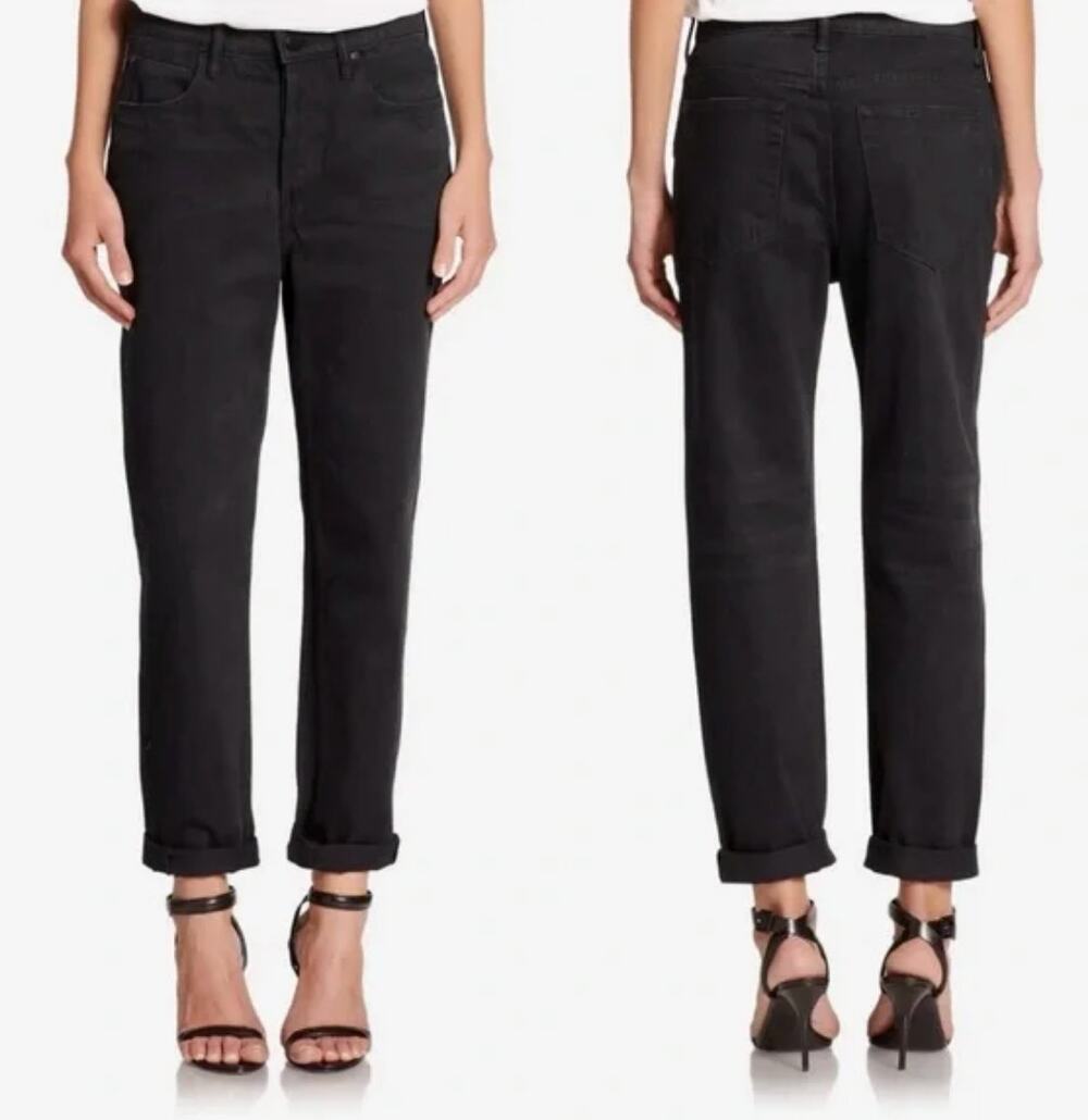 Alexander Wang x Denim 003 Boy Fit Slouchy Straight Leg Jeans 26 Black Fade USA